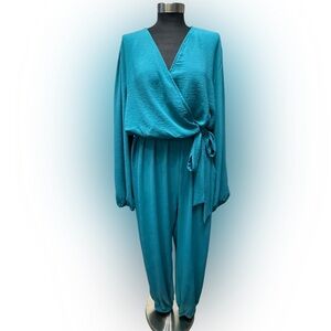 PrettyGarden Teal Long Sleeve Wrap Jumpsuit – PLUS Size XXL – NWT